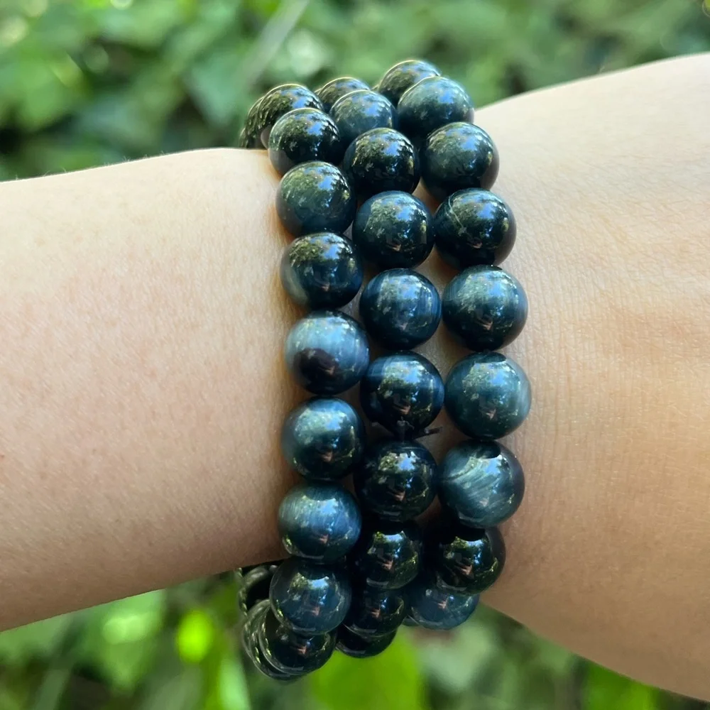 9mm blue tiger eye stretchable bracelet‎